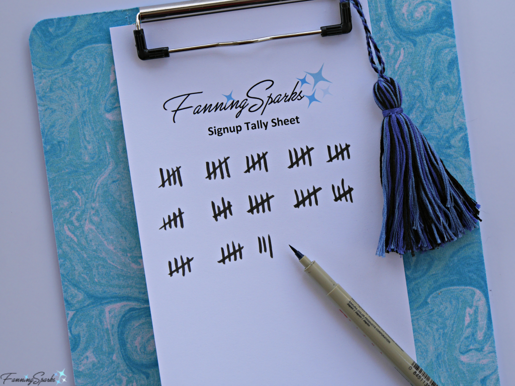 FanningSparks Signup Tally Sheet - Can I Count You In? @FanningSparks