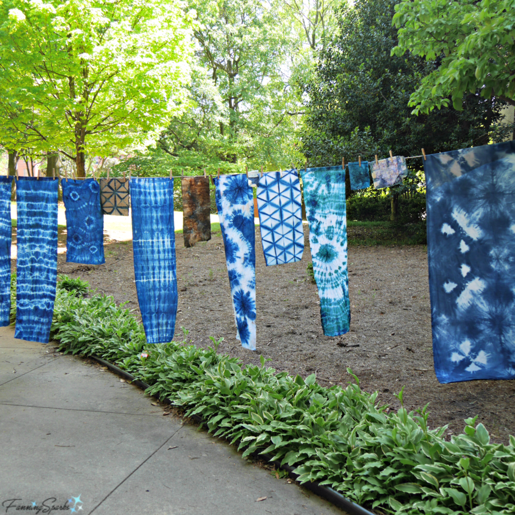 Natural Dyes Workshop projects drying on line. @FanningSparks