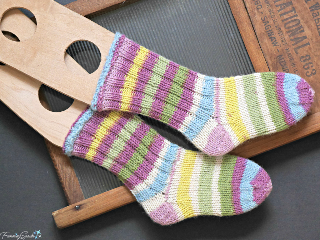 Hand Knit Socks with Vintage Sock Stretchers and Washboard   @FanningSparks