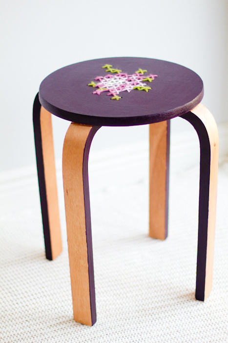 Audrey Smit/ This Little Street cross stitched stool Shared @FanningSparks