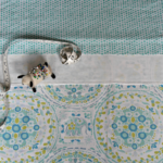 Visual check of new fabric and design for lengthened shower curtain. @FanningSparks