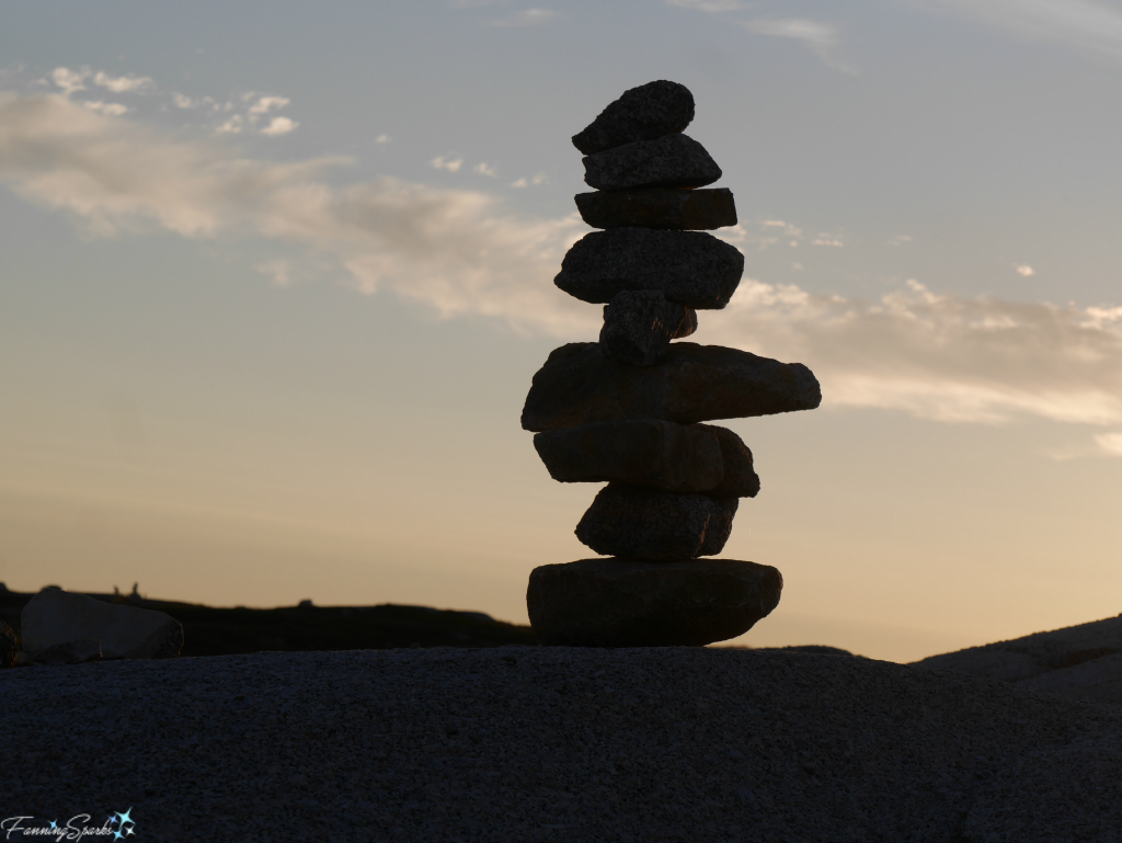 Cairn at Peggy's Cove during golden hour. @FanningSparks