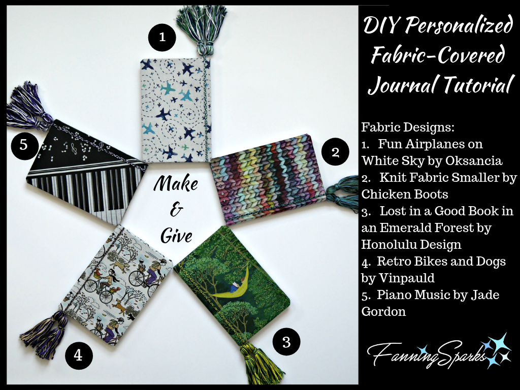 DIY Personalized Fabric-Covered Journals with Fabric Designers Identified. @FanningSparks