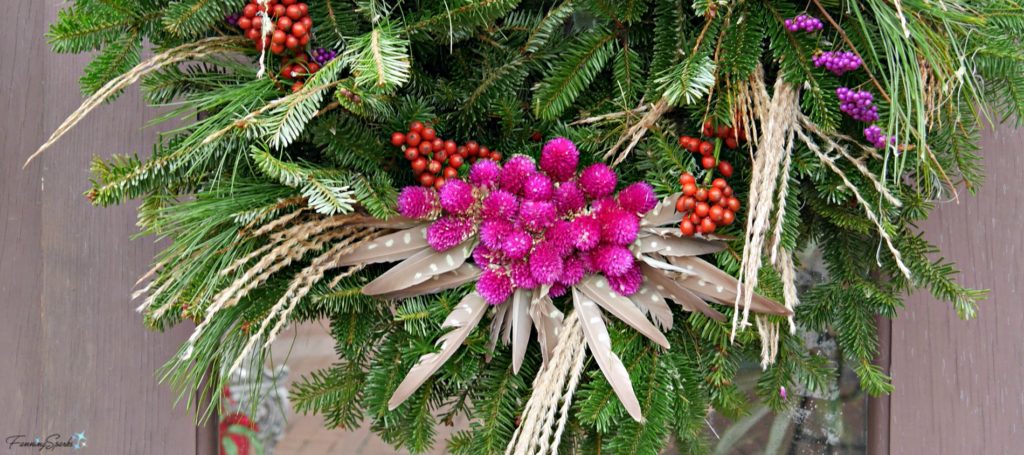 Holiday Wreath Featuring Vibrant Globe Amaranth Blooms. @FanningSparks