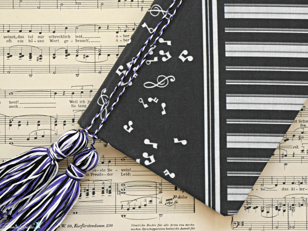 Music Journal Made With FanningSparks DIY Personalized Fabric-Covered Journal Tutorial. @FanningSparks