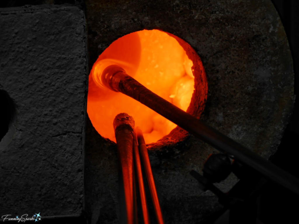Re-heating Glass in the Glory Holeat Gilbert Glassworks.   @FanningSparks 