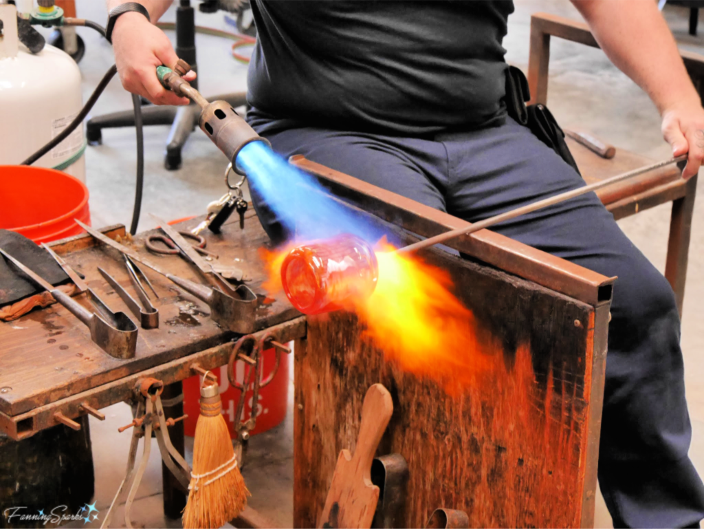 Student Using Propane Torch at Gilbert Glassworks.   @FanningSparks