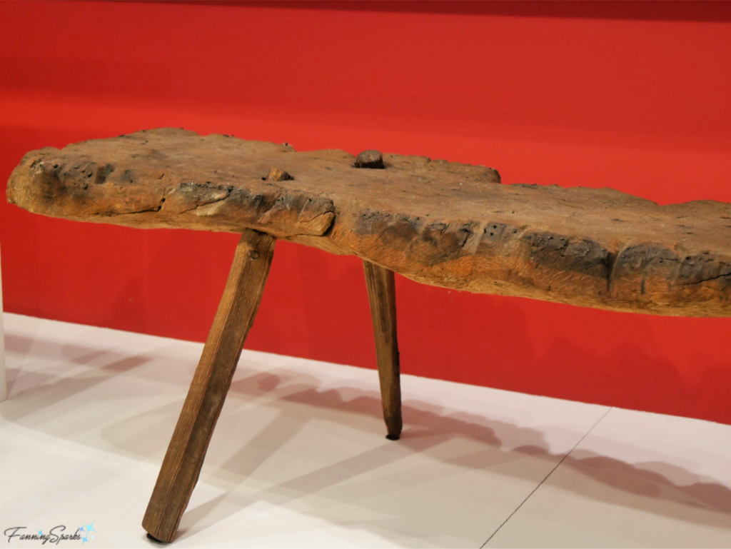 Original Carving Bench in History Center at John C Campbell Folk School.   @FanningSparks