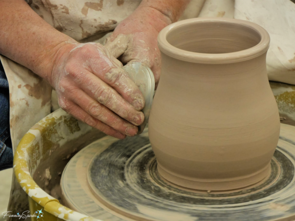 Steve Fielding Demonstrates Refining the Shape of his Clay Piece.   @FanningS;parks