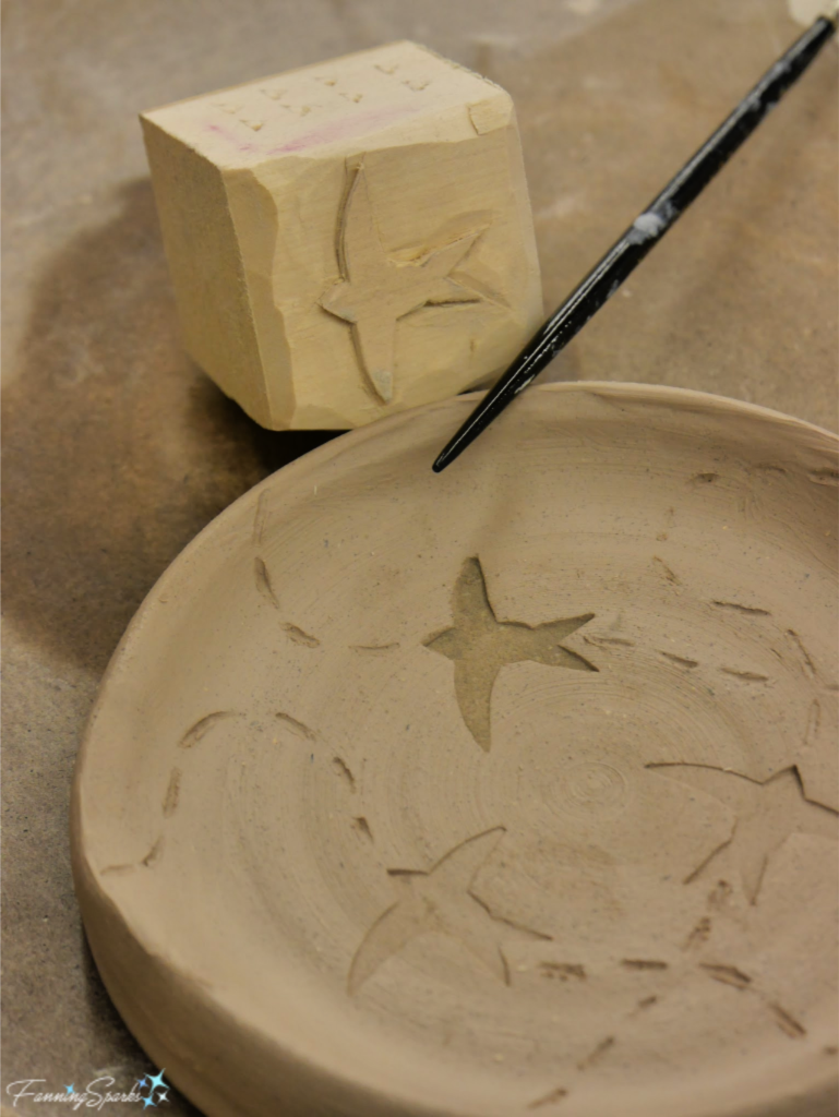 The Swallow Stamp I Carved from Basswood and Used to Impress my Clay Piece.   @FanningSparks