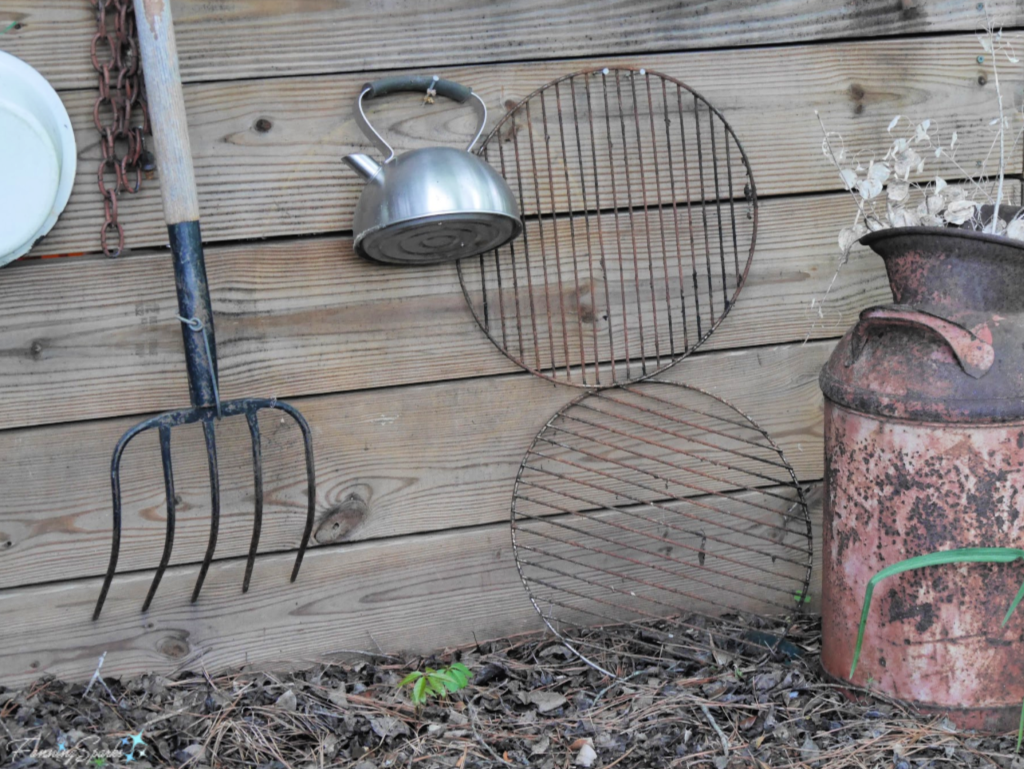 Cavan Garden - Vintage Tools and Garden Items Decorate Garden Shed.   @FanningSparks