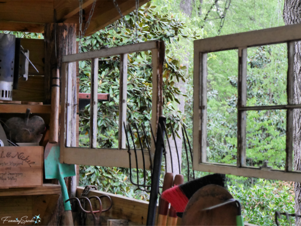 Cavan Garden - Vintage Windows Form Wall in Garden Shed.   @FanningSparks