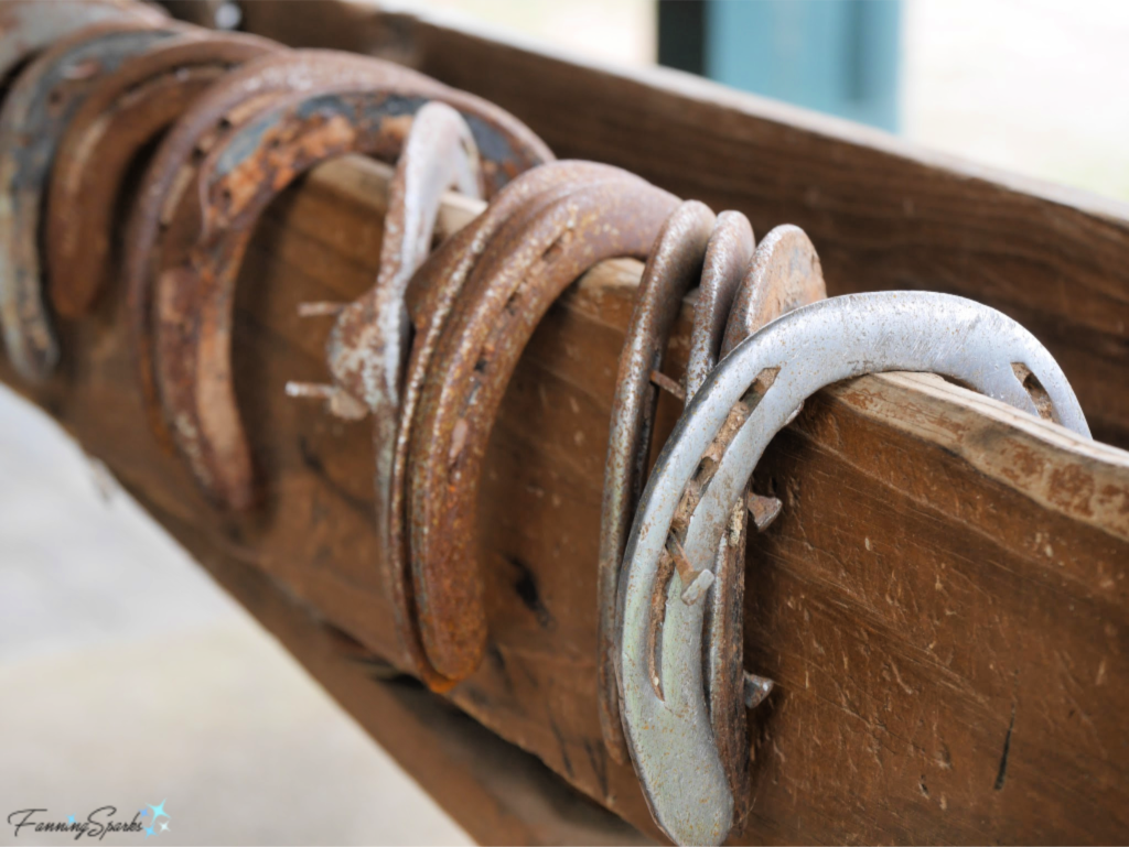 Middendorf Garden - Rack of Horse Shoes.   @FanningSparks