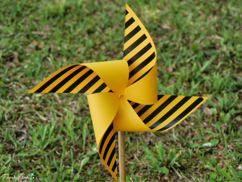 Yellow Pinwheel on Bamboo Stick.   @FanningSparks