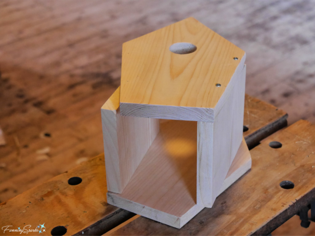 Two L-Shaped Pieces for DIY Bluebird-Approved Birdhouse.  Tutorial at FanningSparks.   @FanningSparks