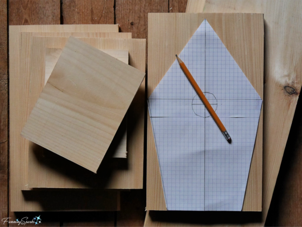 Cut Wood Parts for DIY Bluebird-Approved Birdhouse.  Tutorial at FanningSparks.   @FanningSparks