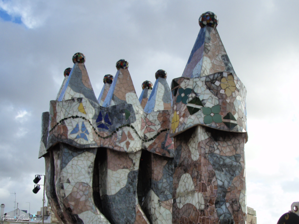 Casa Batllo Rooftop Chimneys in Trencadis.   @FanningSparks