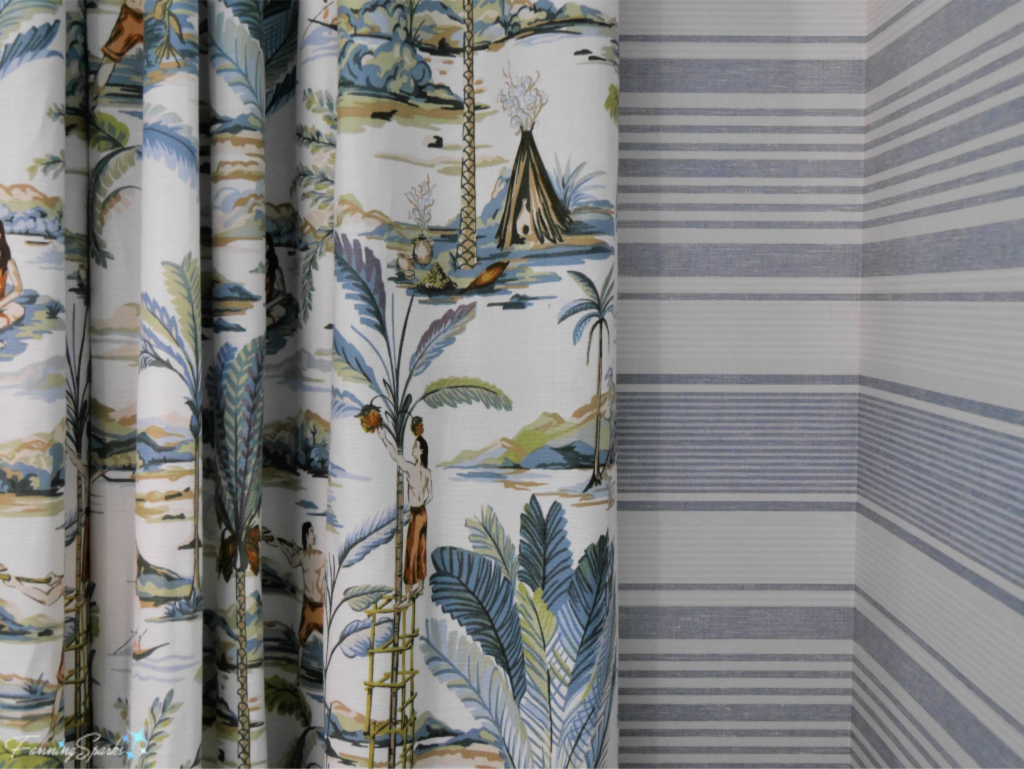 Wallpaper and Drapes from Game Room at Southern Living Idea House 2019.   @FanningSparks