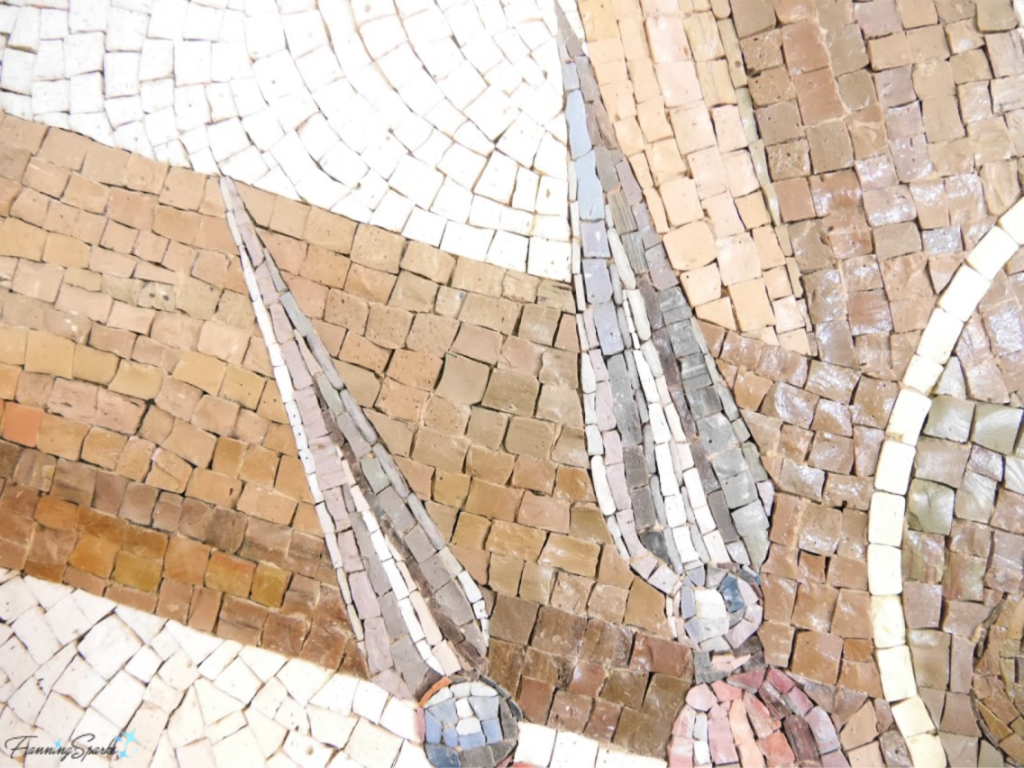 Closeup of Monk and Cross Mosaic at Studio Cassio in Rome Italy.   @FanningSparks