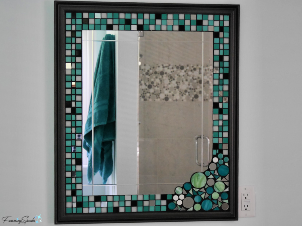 Mosaic Mirror Designed to Reflect Bubble Tile in Shower by FanningSparks.   @FanningSparks