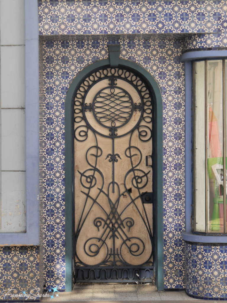 Ornate Wrought Iron Door Grille in Ovar Portugal.   @FanningSparks
