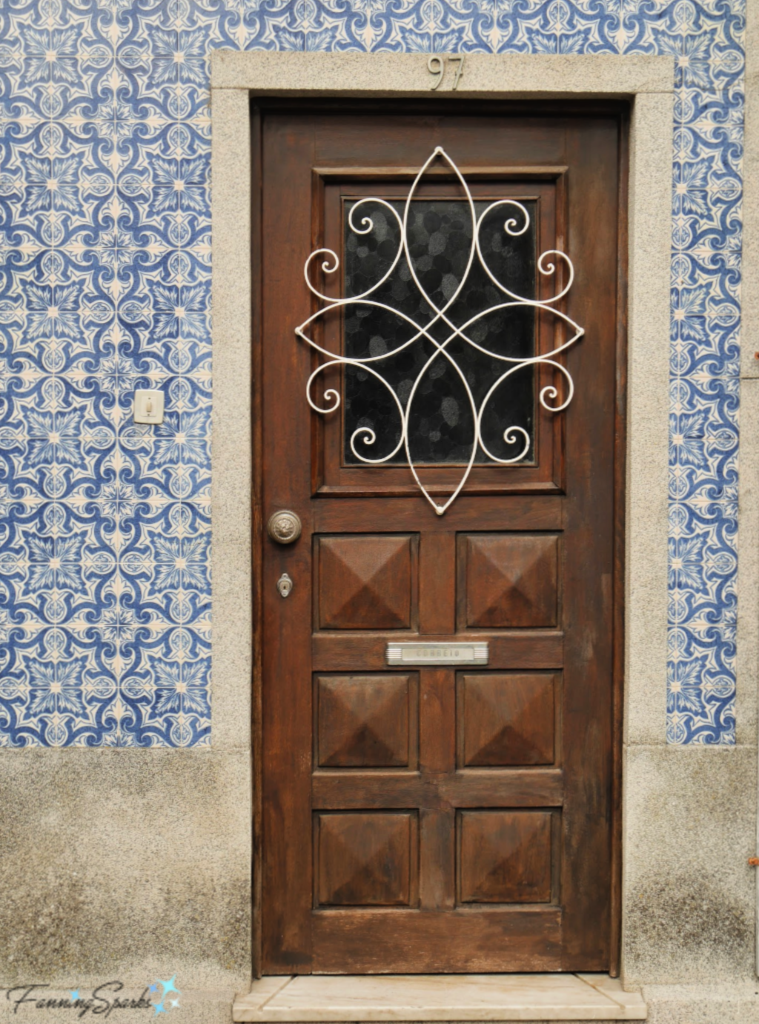 Complementary Tile and Wrought Iron Door Grille Design in Aveiro. Portugal.   @FanningSparks