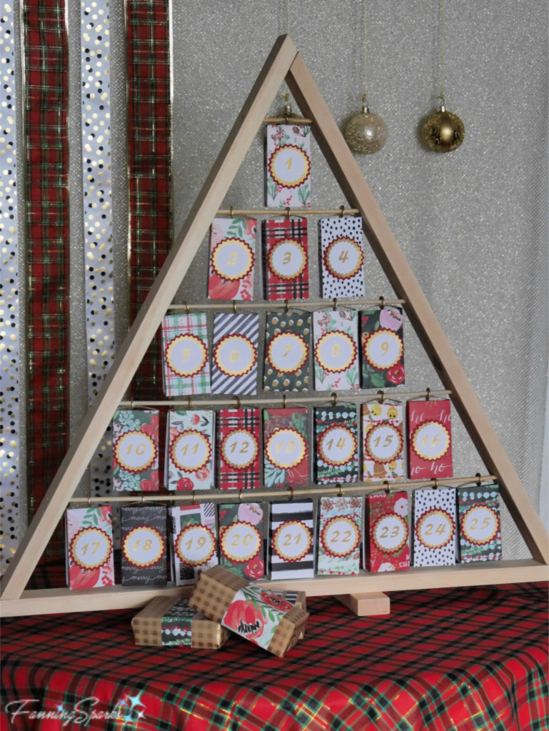 25 Moments of Joy Tabletop Tree/ Advent Calendar.  Full DIY Tutorial @FanningSparks.