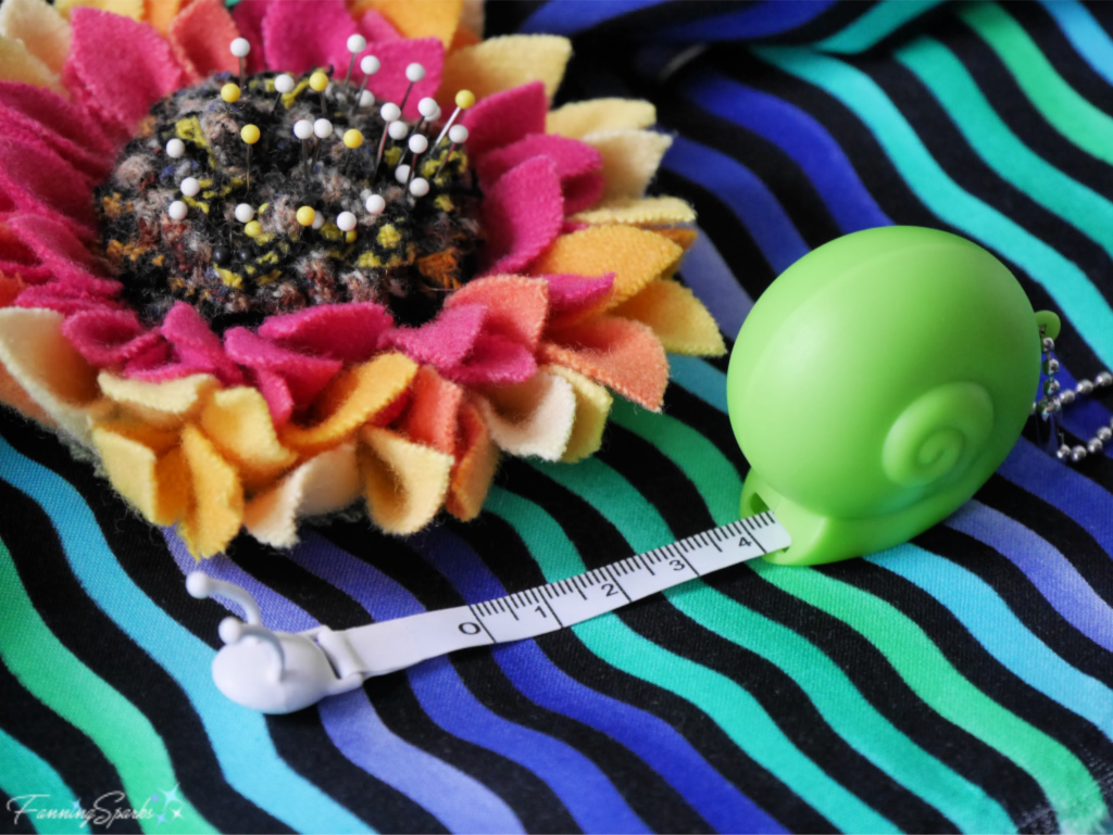 Sunflower Pin Cushion by Linda Bell and Snail Measuring Tape by OTOTO.  Everyday Things That Aren’t Every Day.  @FanningSparks