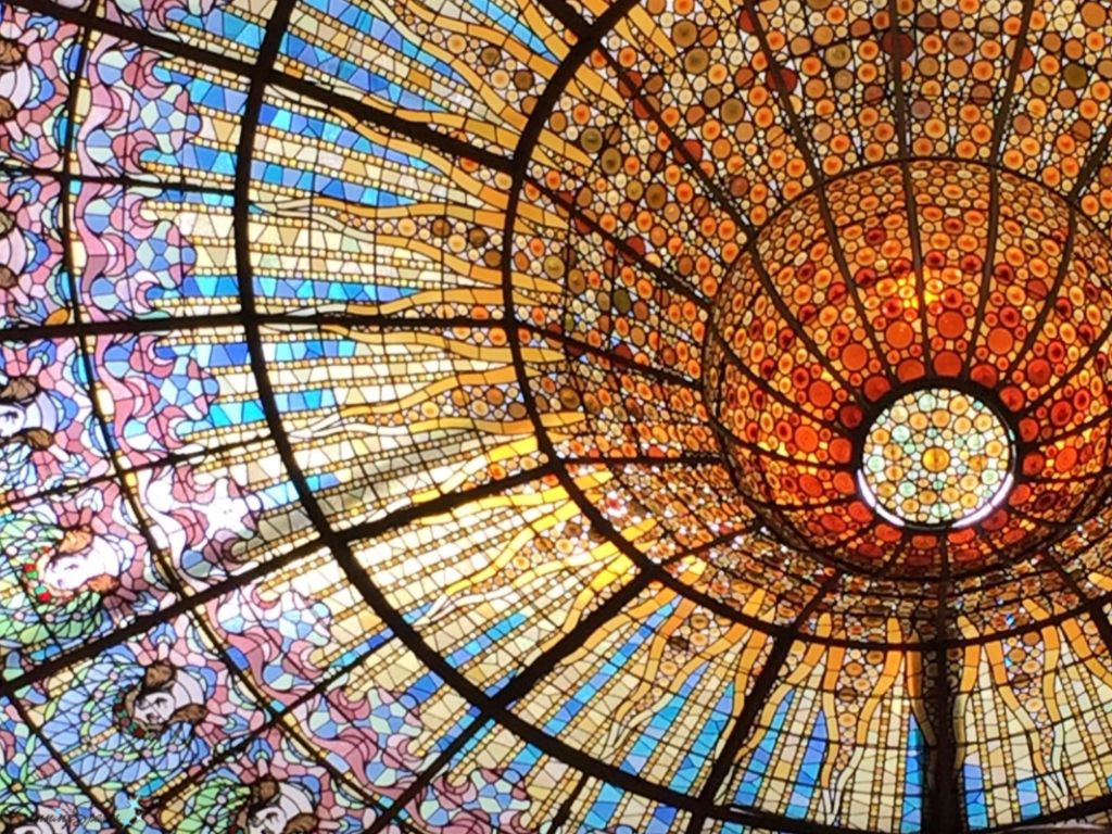 Palau de la Musica Barcelona Stained Glass Ceiling. @FanningSparks