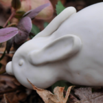 Pinch Pot Bunny in Garden Under Hellebores @FanningSparks
