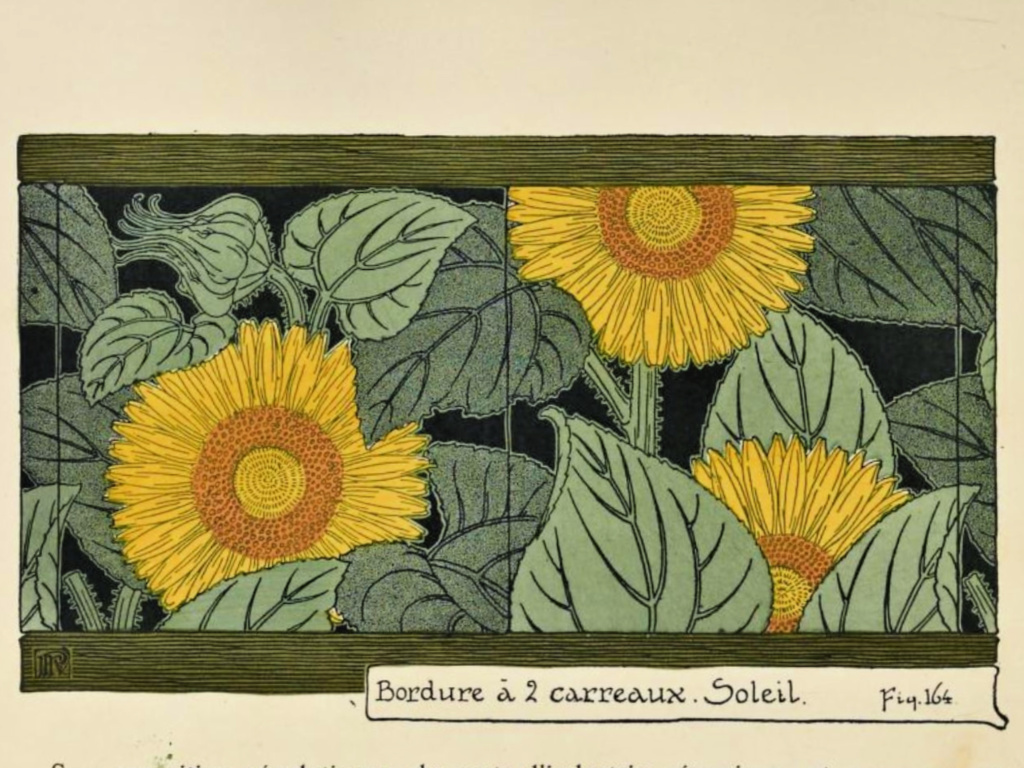 Sunflower Tile Border – Fig 164 from Etude de la Plante   @FanningSparks