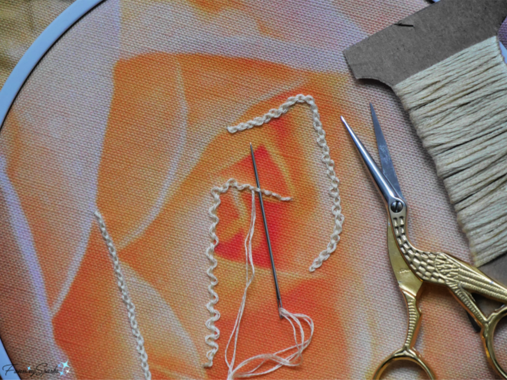 Embroidering Rose + England Pillow Front from FanningSparks’ Floral World Tour Collection   @FanningSparks 