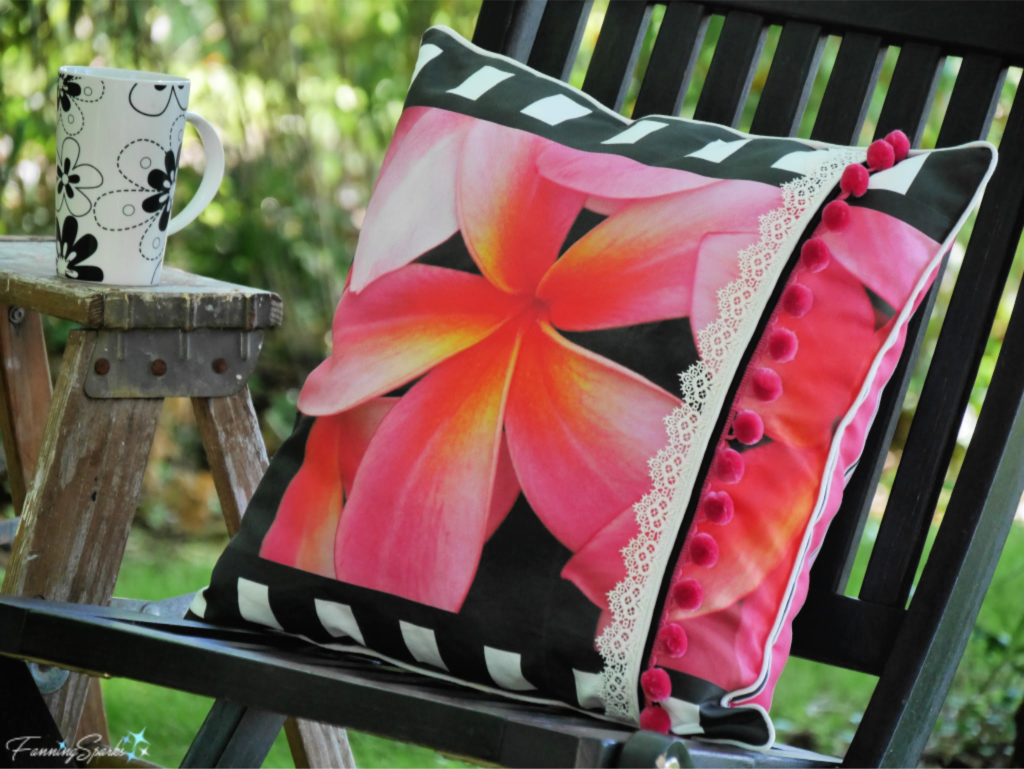 Finished Frangipani + Singapore Pillow from FanningSparks’ Floral World Tour Collection   @FanningSparks 