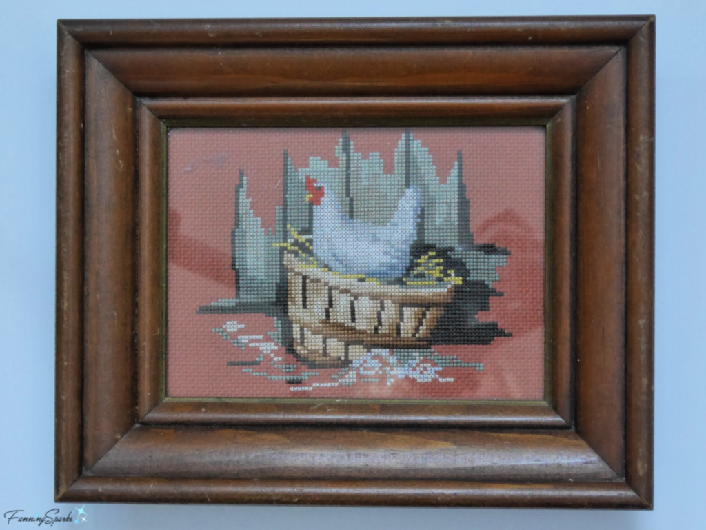 Original Thrifted Frame with Cross Stitched Picture   @FanningSparks