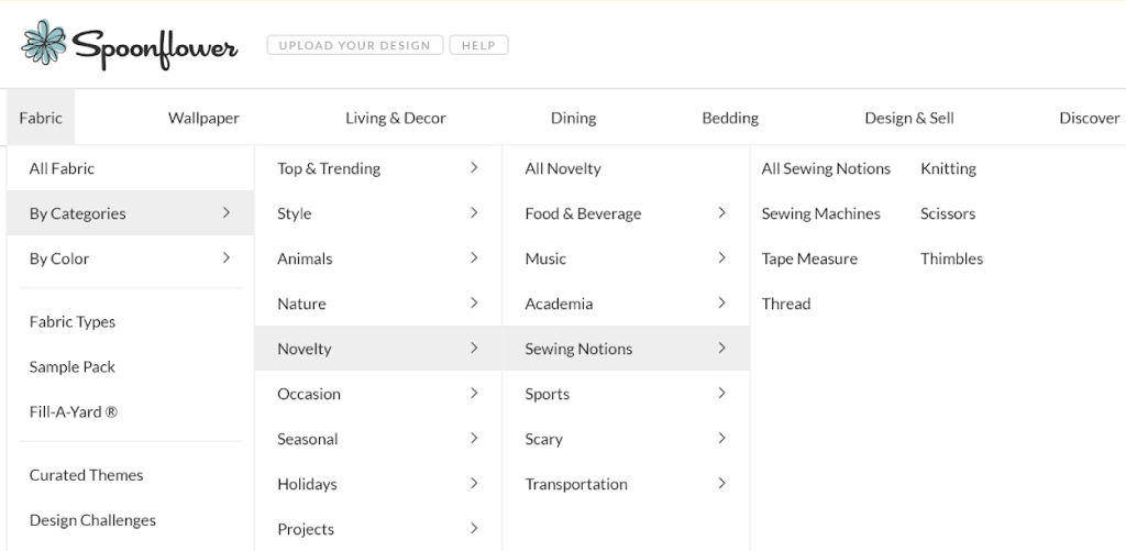 Spoonflower Screenshot - Navigating by Category   @FanningSparks