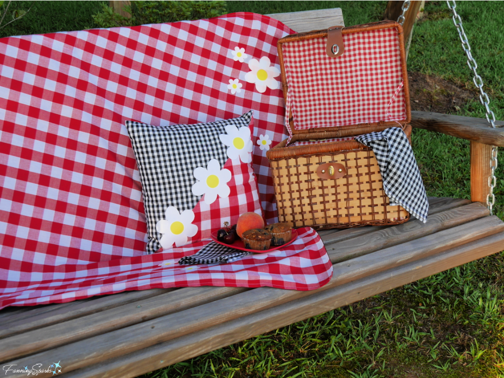 Picnic Ready on Swing with Ultimate Picnic Blanket   @FanningSparks