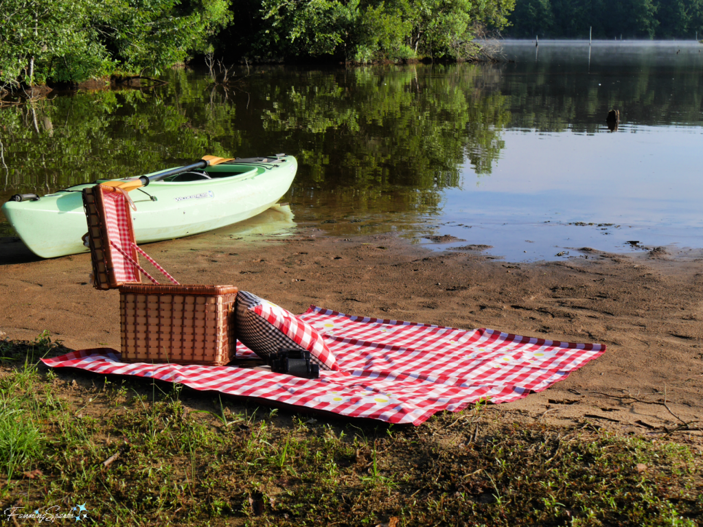 Ultimate Picnic Blanket with Open Hamper and Kayak @FanningSparks (full kayak to left)