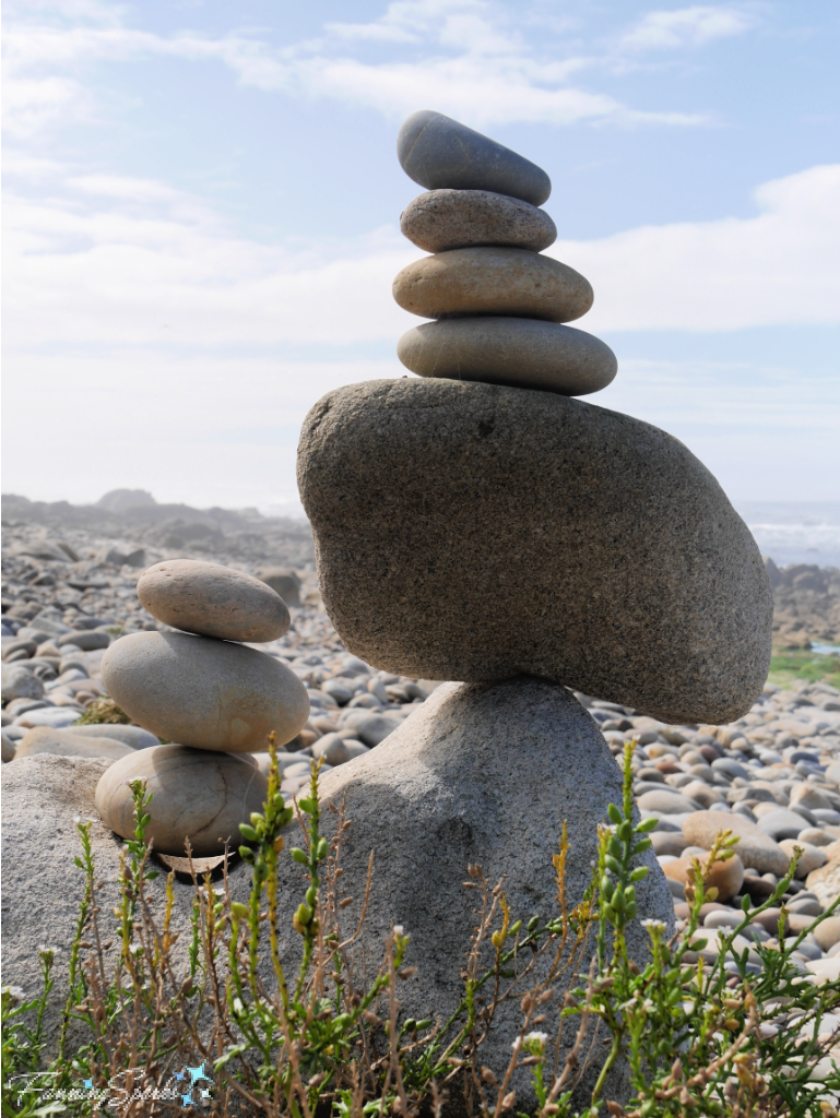 Rock Balancing Closeup on Portugal Rocky Beach   @FanningSparks