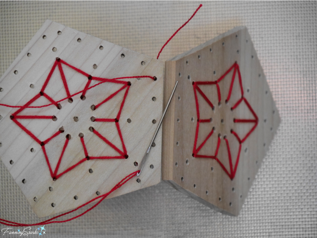 Begin First Stitch to Connect Pentagons   @FanningSparks
