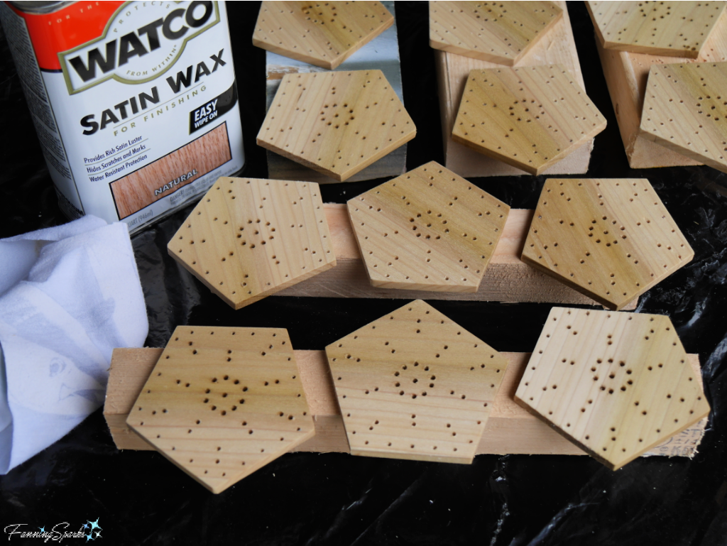 Finish Wooden Pentagons with Wax   @FanningSparks