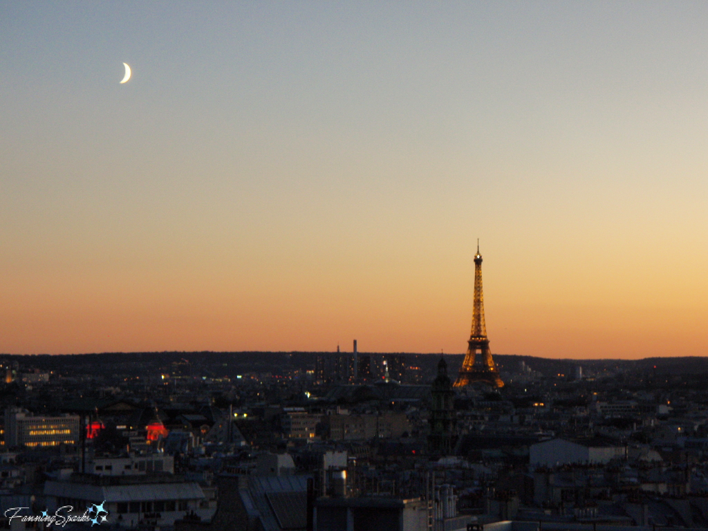 Eiffel Tower with Crescent Moon in Paris   @FanningSparks