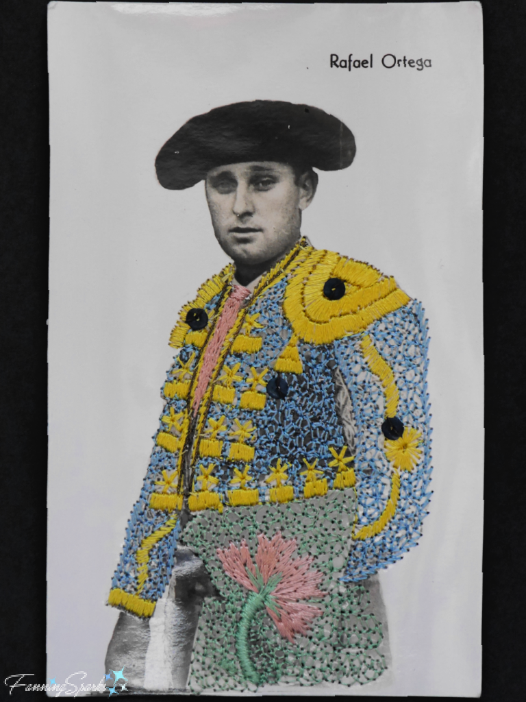 Bullfighter Rafael Ortega – Embroidered Post Card   @FanningSparks