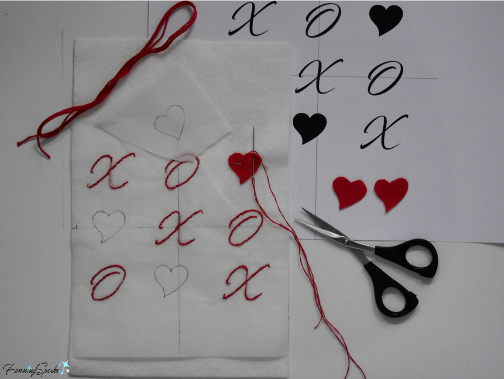 Embroider Front Panel for Valentine’s Drawstring Pouch   @FanningSparks