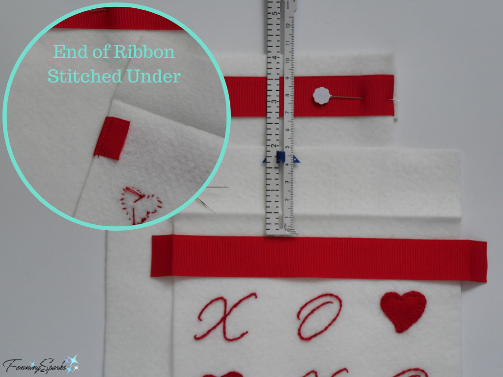 Make Casing at Top of Valentine’s Drawstring Pouch   @FanningSparks