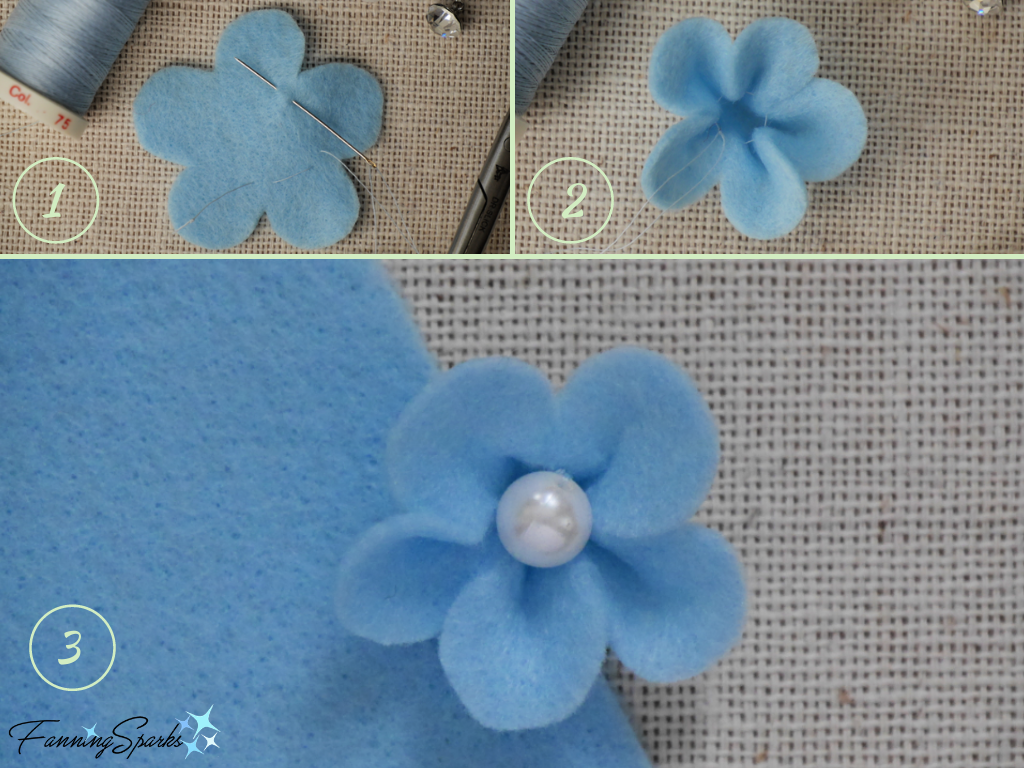 Steps to Make Apple Blossom Form Felt Flower   @FanningSparks