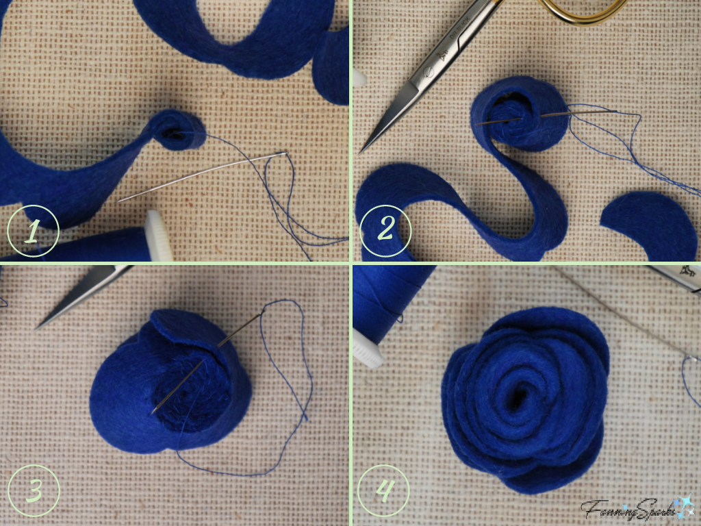 Steps to Make Rose Form Felt Flower   @FanningSparks