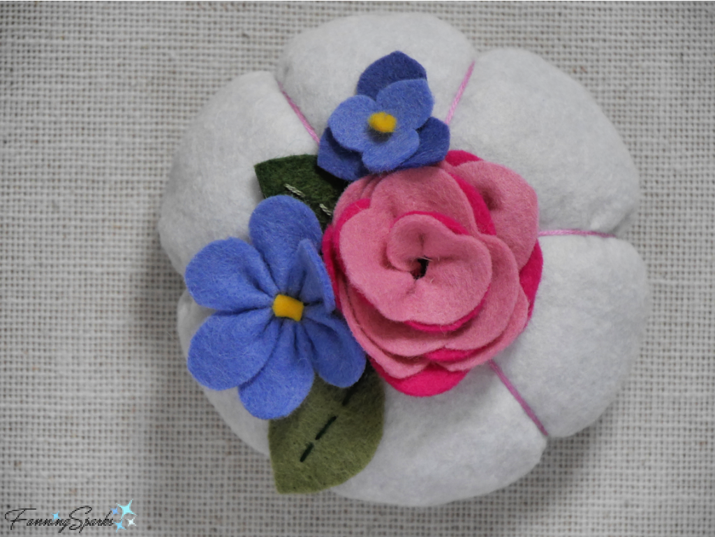Teacup Pincushion - Felt Flowers Attached to Pincushion   