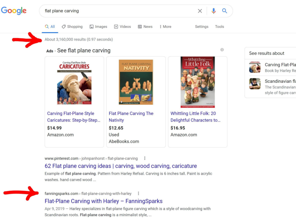 Google Search Results Showing FanningSparks Hit – As of March 2021