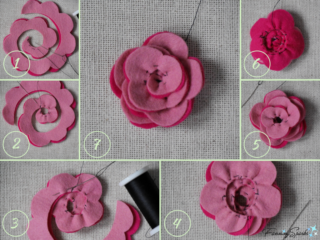 Steps to Make Open Rose Felt Flower   