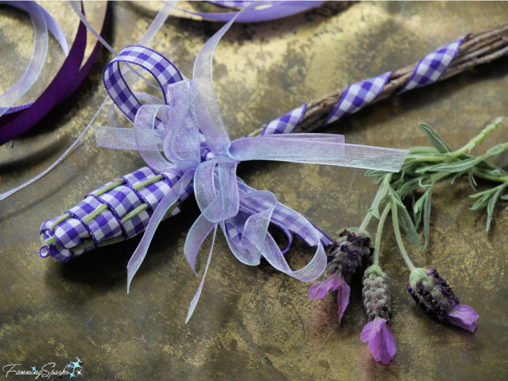 Finished Lavender Wand with Cluster of Lavender Blooms @FanningSparks